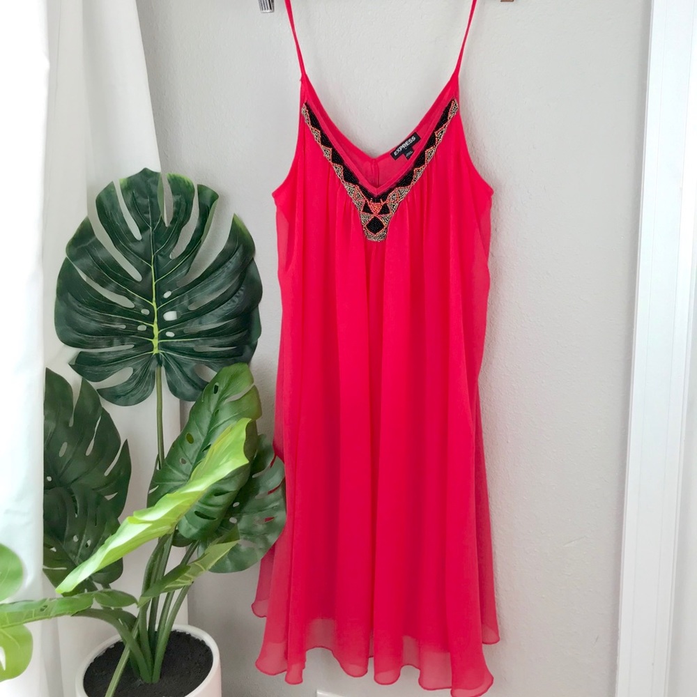 Coral beaded express dress
